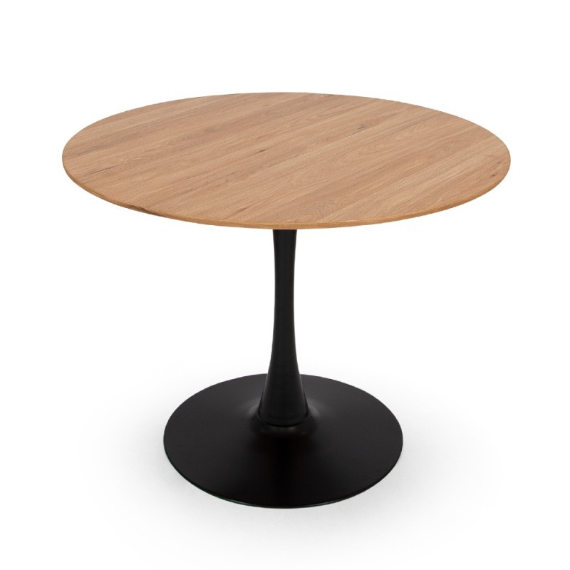 Masa dining Praga, metal, MDF, natural, D.100 cm, MIFU000091-WOOD
