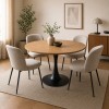 Masa dining Praga, metal, MDF, natural, D.100 cm, MIFU000091-WOOD