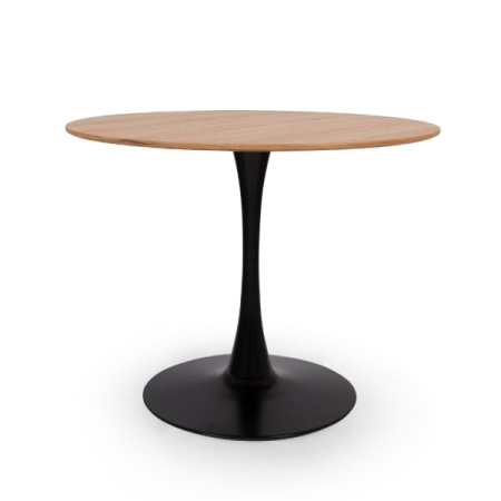 Masa dining Praga, metal, MDF, natural, D.100 cm, MIFU000091-WOOD