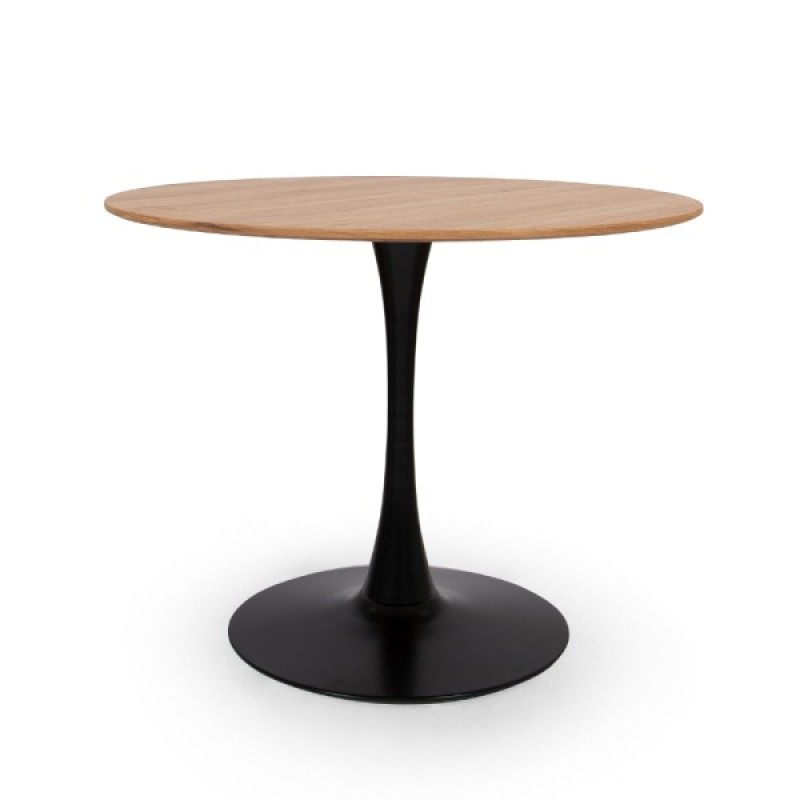 Masa dining Praga, metal, MDF, natural, D.100 cm, MIFU000091-WOOD