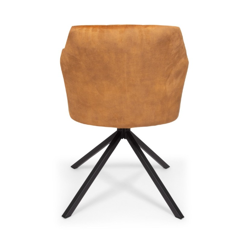 Scaun dining rotativ Malmo Luxe, metal, poliester, maro/portocaliu, H.81 cm, MIFU000094-BR