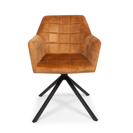 Scaun dining rotativ Malmo Luxe, metal, poliester, maro/portocaliu, H.81 cm, MIFU000094-BR