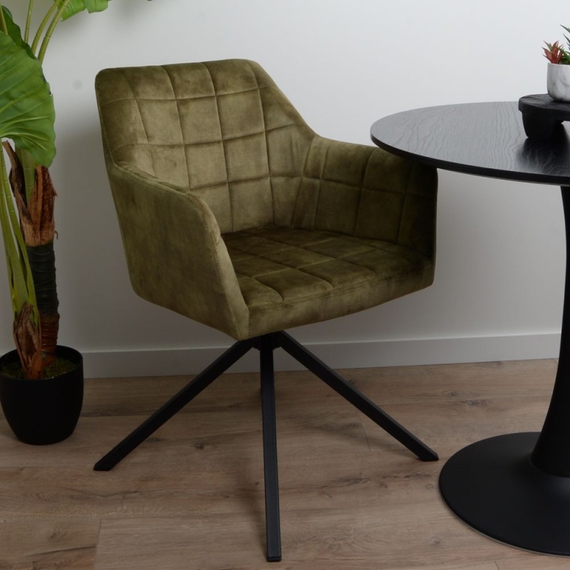 Scaun dining rotativ Malmo Luxe, metal, poliester, verde, H.80 cm, MIFU000094-GR