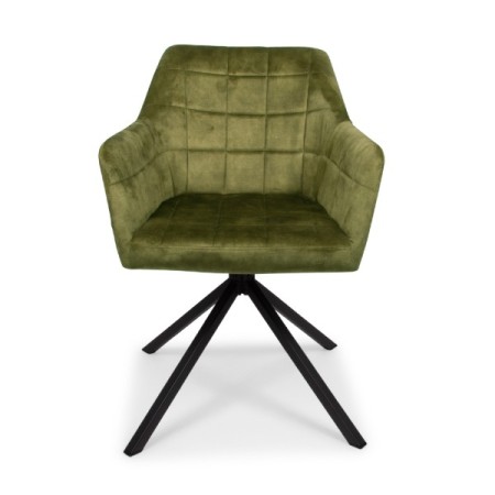 Scaun dining rotativ Malmo Luxe, metal, poliester, verde, H.80 cm, MIFU000094-GR