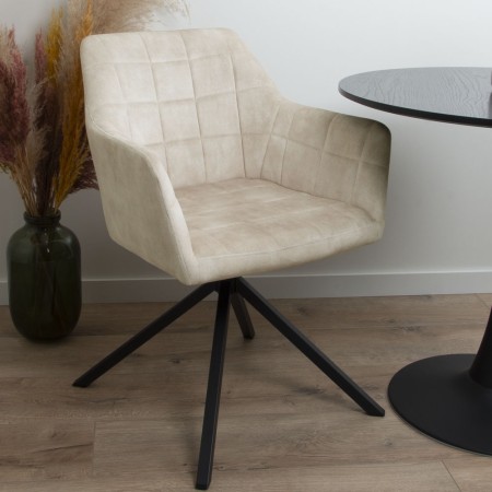 Scaun dining rotativ Malmo Luxe, metal, poliester, alb, H.80 cm, MIFU000094-WH