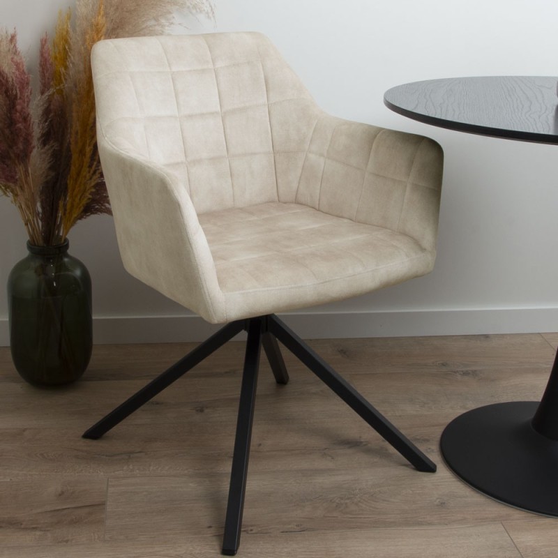 Scaun dining rotativ Malmo Luxe, metal, poliester, alb, H.80 cm, MIFU000094-WH