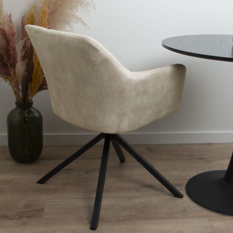 Scaun dining rotativ Malmo Luxe, metal, poliester, alb, H.80 cm, MIFU000094-WH