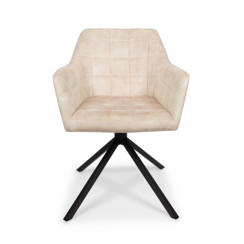 Scaun dining rotativ Malmo Luxe, metal, poliester, alb, H.80 cm, MIFU000094-WH