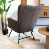 Balansoar Vidin, lemn, metal, poliester, boucle, maro, H.100 cm, MIFU000099-MRM