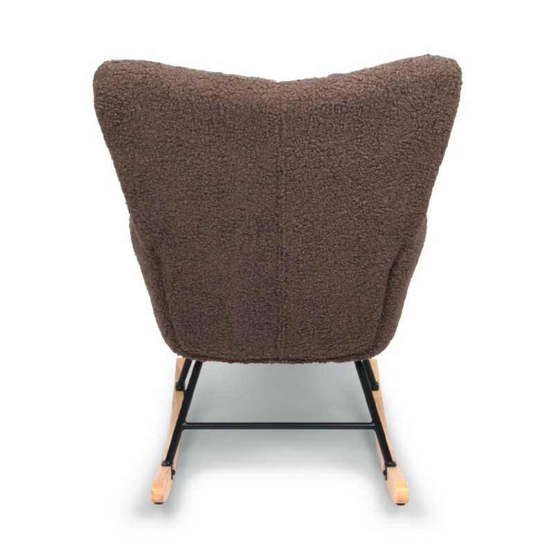 Balansoar Vidin, lemn, metal, poliester, boucle, maro, H.100 cm, MIFU000099-MRM