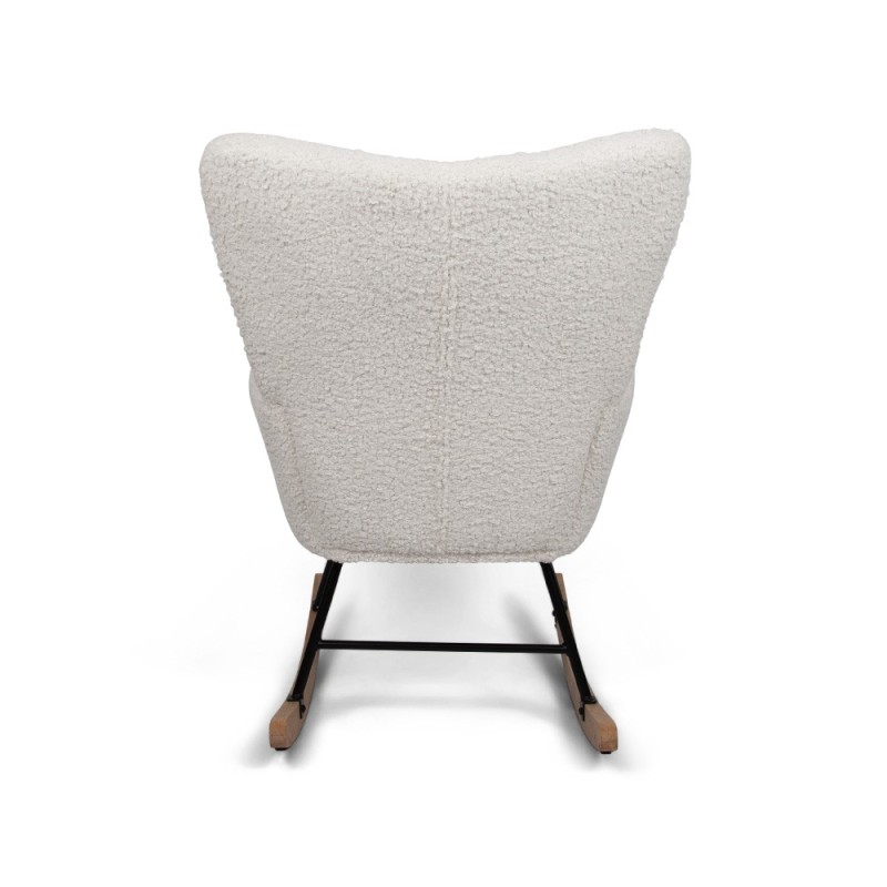 Balansoar Vidin, lemn, metal, poliester, boucle, alb, H.100 cm, MIFU000099-WH