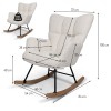 Balansoar Vidin, lemn, metal, poliester, boucle, alb, H.100 cm, MIFU000099-WH