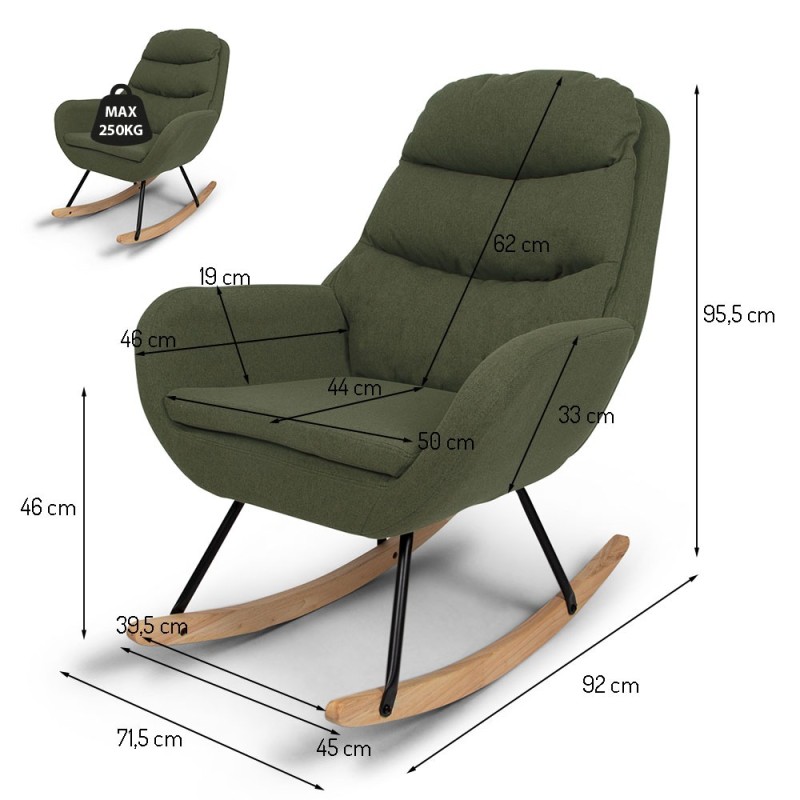 Balansoar Aytos, lemn, metal, poliester, verde, H.95 cm, MIFU000100-GR