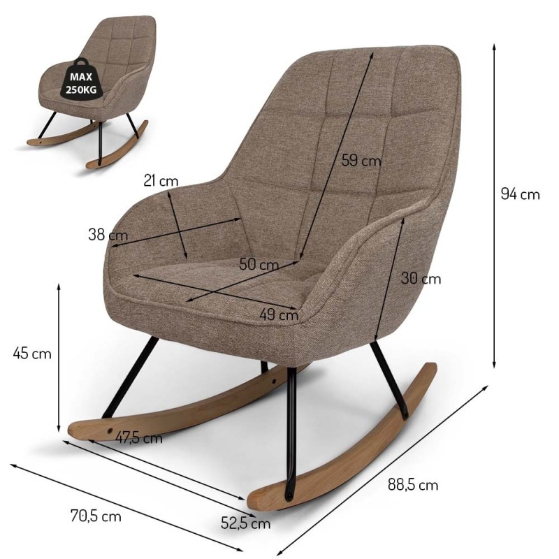 Balansoar Byala, lemn, metal, poliester, taupe, H.94 cm, MIFU000101-TP