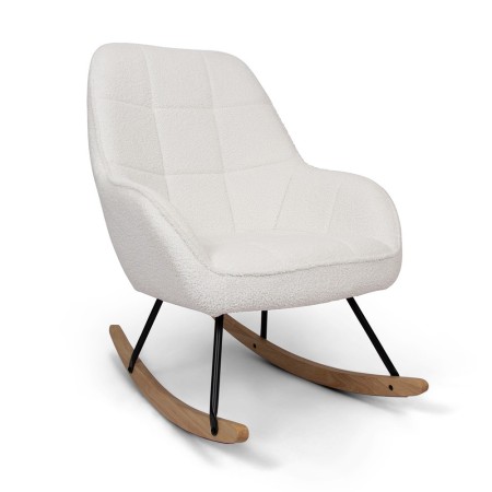 Balansoar Byala, lemn, metal, poliester, boucle, alb, H.94 cm, MIFU000101-WH