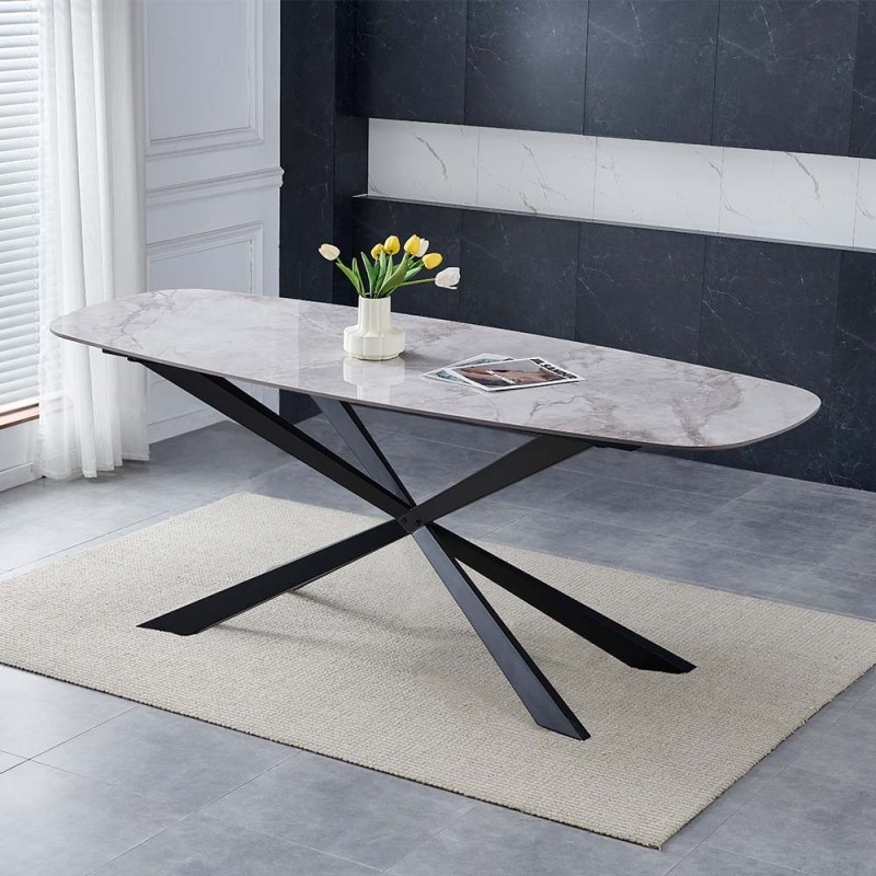 Masa dining Oxford, metal, ceramica, L.200 cm, MIFU000104-SD