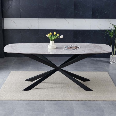 Masa dining Oxford, metal, ceramica, L.200 cm, MIFU000104-SD