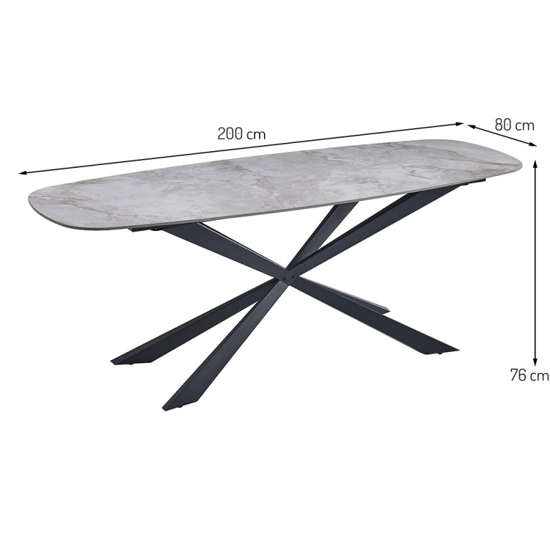 Masa dining Oxford, metal, ceramica, L.200 cm, MIFU000104-SD