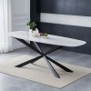 Masa dining Oxford, metal, ceramica, alba, L.200 cm, MIFU000104-WH
