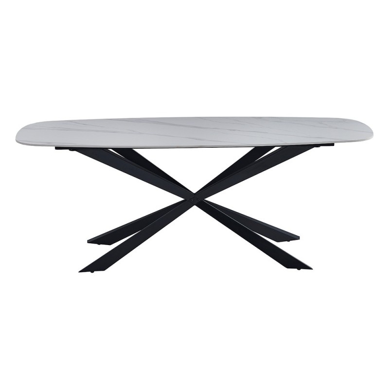 Masa dining Oxford, metal, ceramica, alba, L.200 cm, MIFU000104-WH