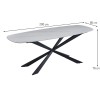 Masa dining Oxford, metal, ceramica, alba, L.200 cm, MIFU000104-WH