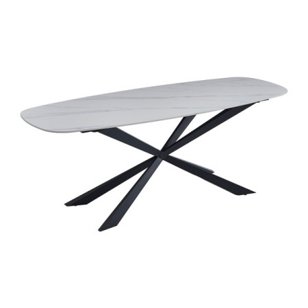 Masa dining Oxford, metal, ceramica, alba, L.200 cm, MIFU000104-WH