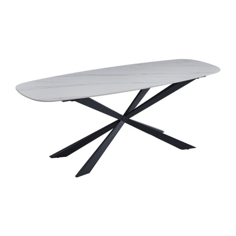 Masa dining Oxford, metal, ceramica, alba, L.200 cm, MIFU000104-WH