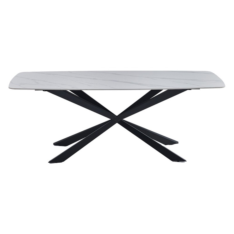 Masa dining Leeds, metal, ceramica, alba, L.200 cm, MIFU000106-WH