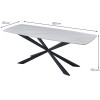 Masa dining Leeds, metal, ceramica, alba, L.200 cm, MIFU000106-WH