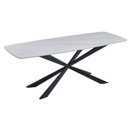 Masa dining Leeds, metal, ceramica, alba, L.200 cm, MIFU000106-WH