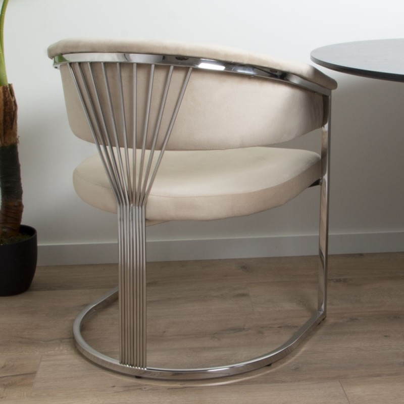 Scaun dining Valletta, metal, poliester, bej/argintiu, H.79 cm, MIFU000115-BG