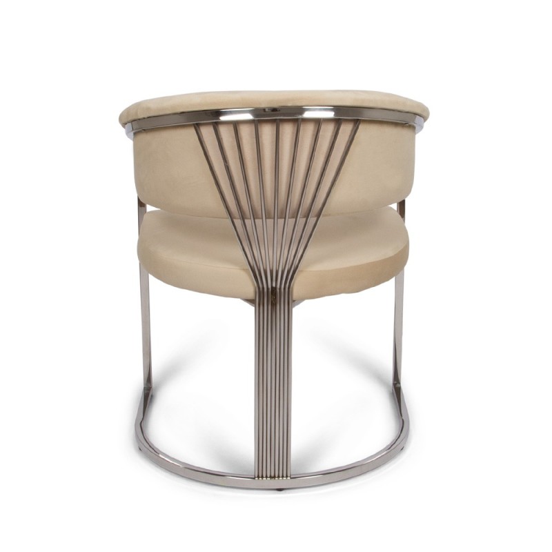 Scaun dining Valletta, metal, poliester, bej/argintiu, H.79 cm, MIFU000115-BG