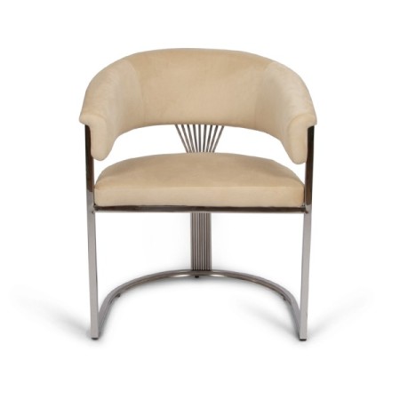 Scaun dining Valletta, metal, poliester, bej/argintiu, H.79 cm, MIFU000115-BG