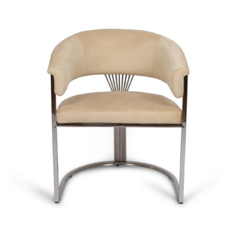 Scaun dining Valletta, metal, poliester, bej/argintiu, H.79 cm, MIFU000115-BG