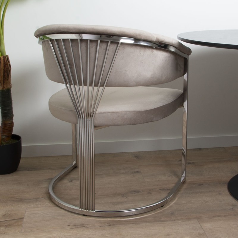 Scaun dining Valletta, metal, poliester, taupe, H.79 cm, MIFU000115-TP