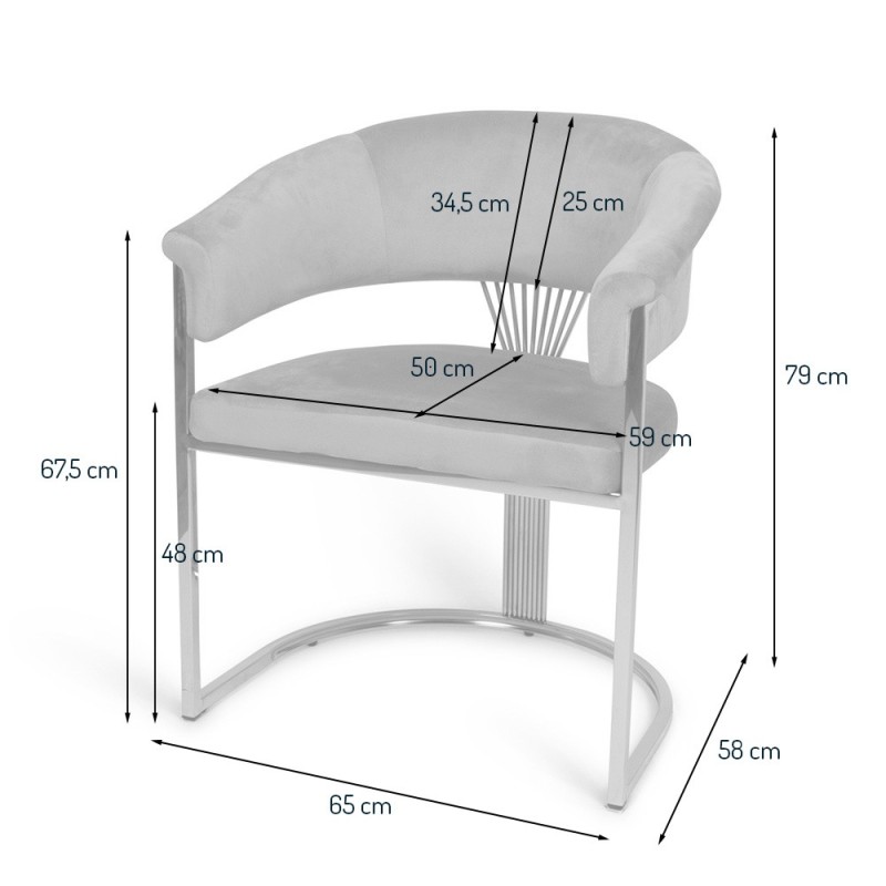 Scaun dining Valletta, metal, poliester, taupe, H.79 cm, MIFU000115-TP