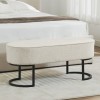 Bancheta Amadora, metal, poliester, chenille bej, L.105 cm, MIFU000116-BG