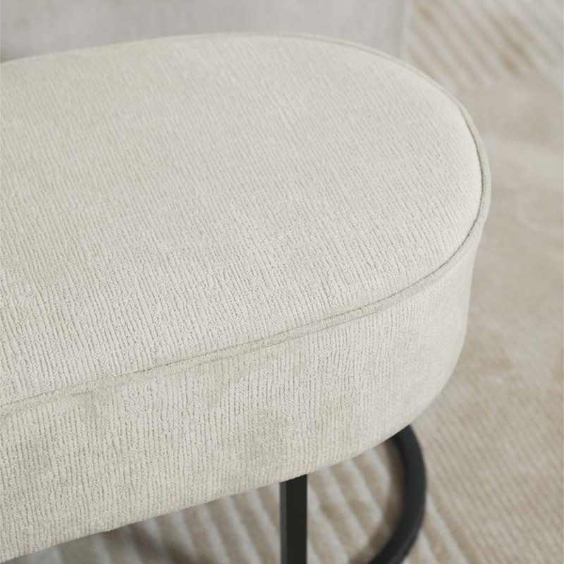 Bancheta Amadora, metal, poliester, chenille bej, L.105 cm, MIFU000116-BG