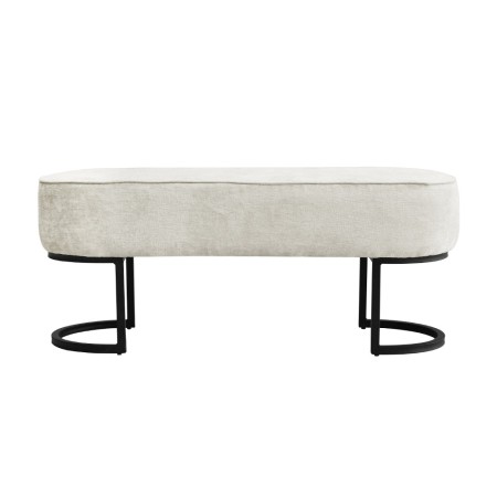 Bancheta Amadora, metal, poliester, chenille bej, L.105 cm, MIFU000116-BG