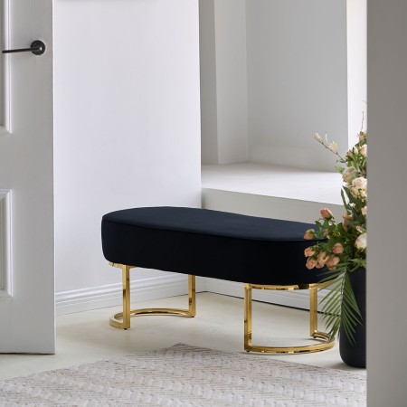 Bancheta Amadora, metal, poliester, neagra, L.105 cm, MIFU000116-BKGL