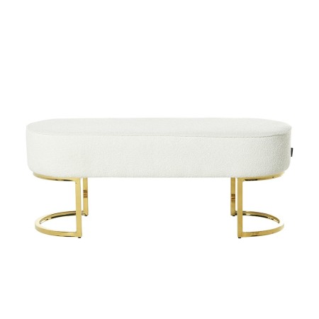 Bancheta Amadora, metal, poliester boucle, auriu/alb, L.105 cm, MIFU000116-WHGL