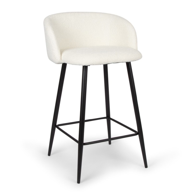 Scaun bar Budapest, metal, material textil, boucle, alb, H.87 cm, MIFU000118-WH