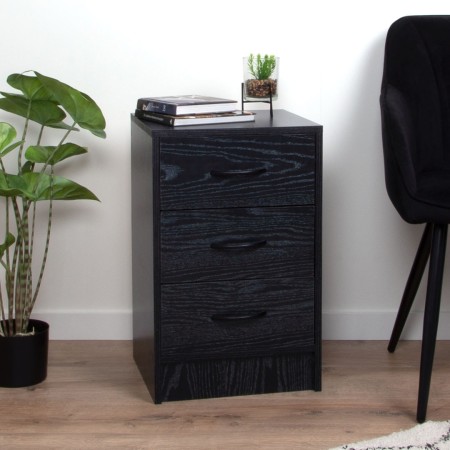 Comoda Savona, MDF, neagra, 3 sertare, H.60 cm, MIFU000119-BK
