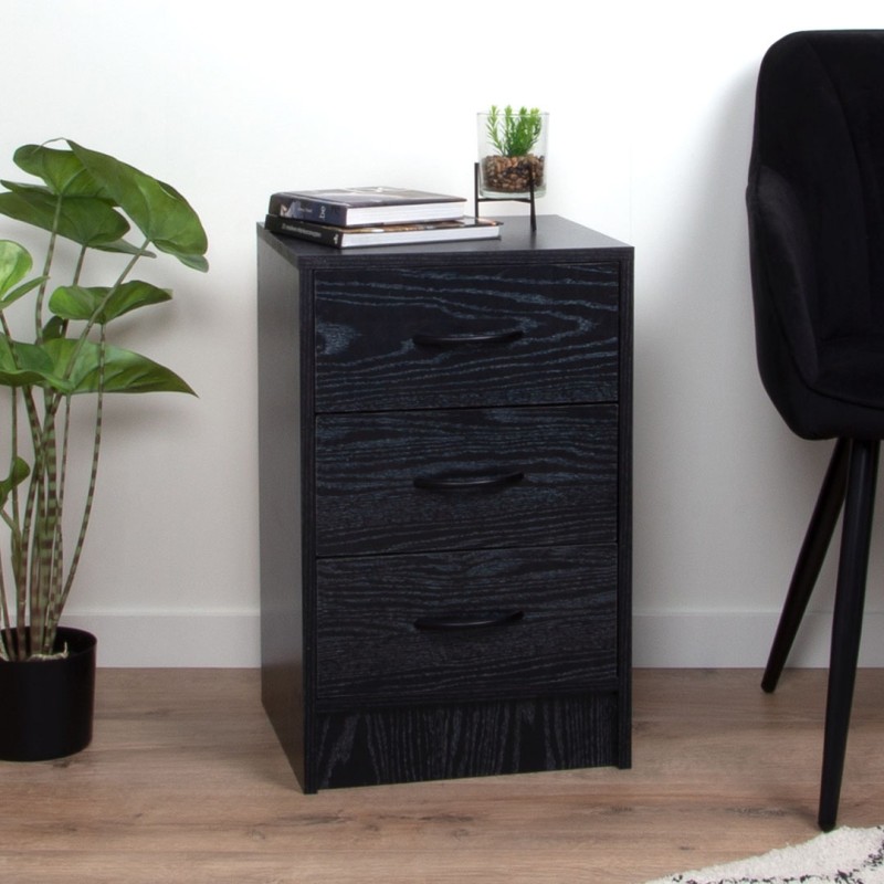 Comoda Savona, MDF, neagra, 3 sertare, H.60 cm, MIFU000119-BK