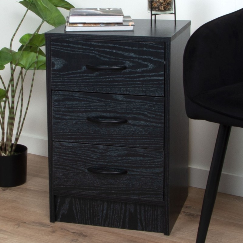 Comoda Savona, MDF, neagra, 3 sertare, H.60 cm, MIFU000119-BK