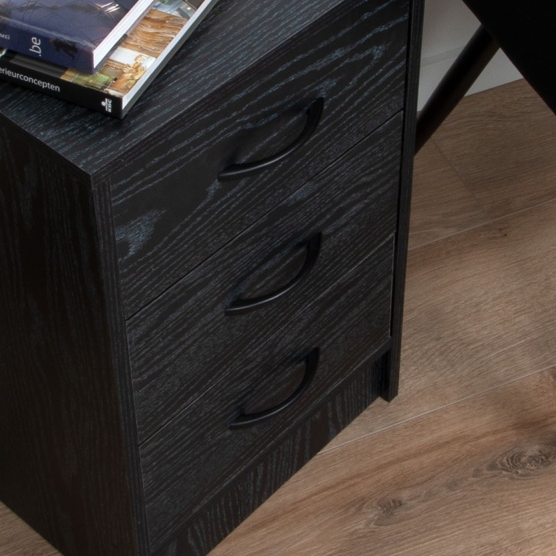 Comoda Savona, MDF, neagra, 3 sertare, H.60 cm, MIFU000119-BK
