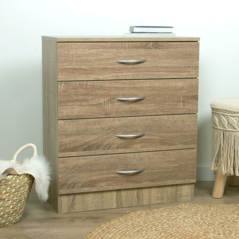 Comoda Perugia, MDF, natural, 4 sertare, H.70 cm, MIFU000120-WOOD