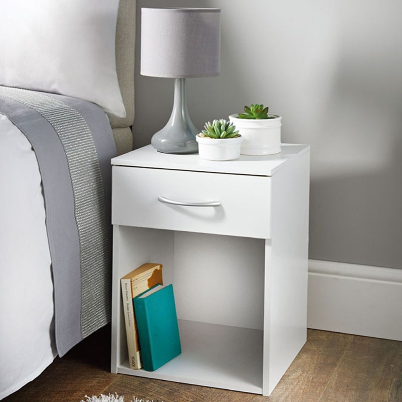 Noptiera Asti, MDF, alba, H.48 cm, MIFU000122-WH