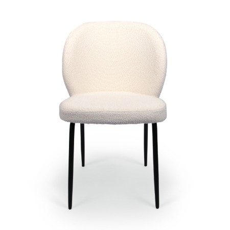 Scaun dining Arvika, metal, poliester, boucle, alb, H.82 cm, MIFU000126-WH