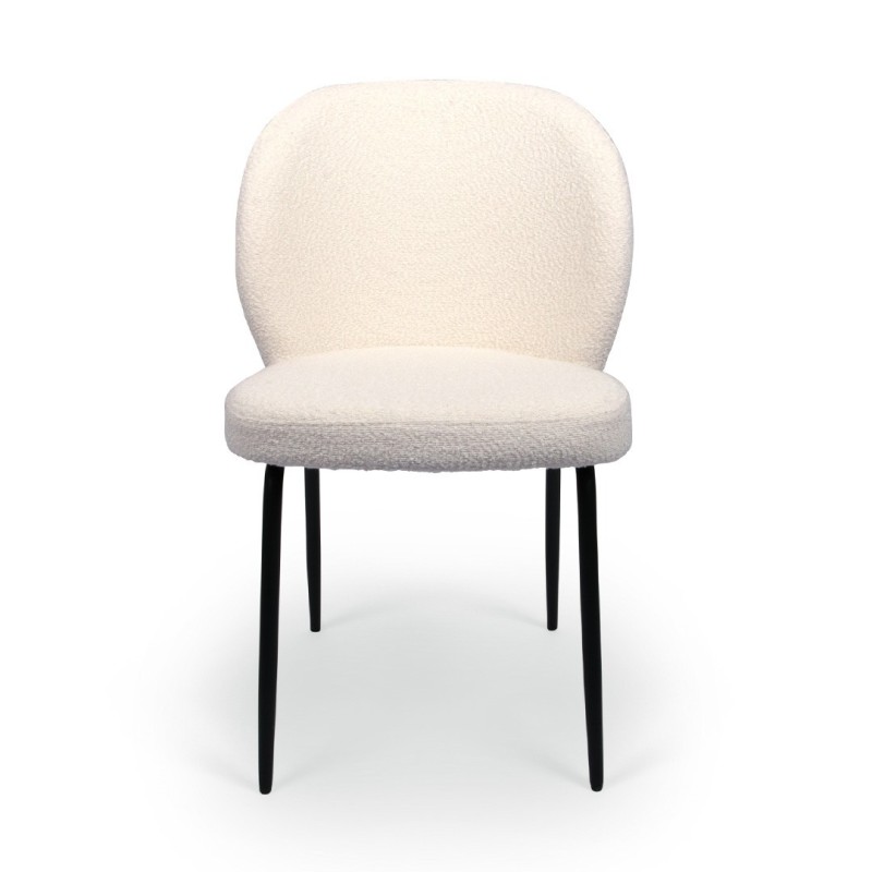 Scaun dining Arvika, metal, poliester, boucle, alb, H.82 cm, MIFU000126-WH